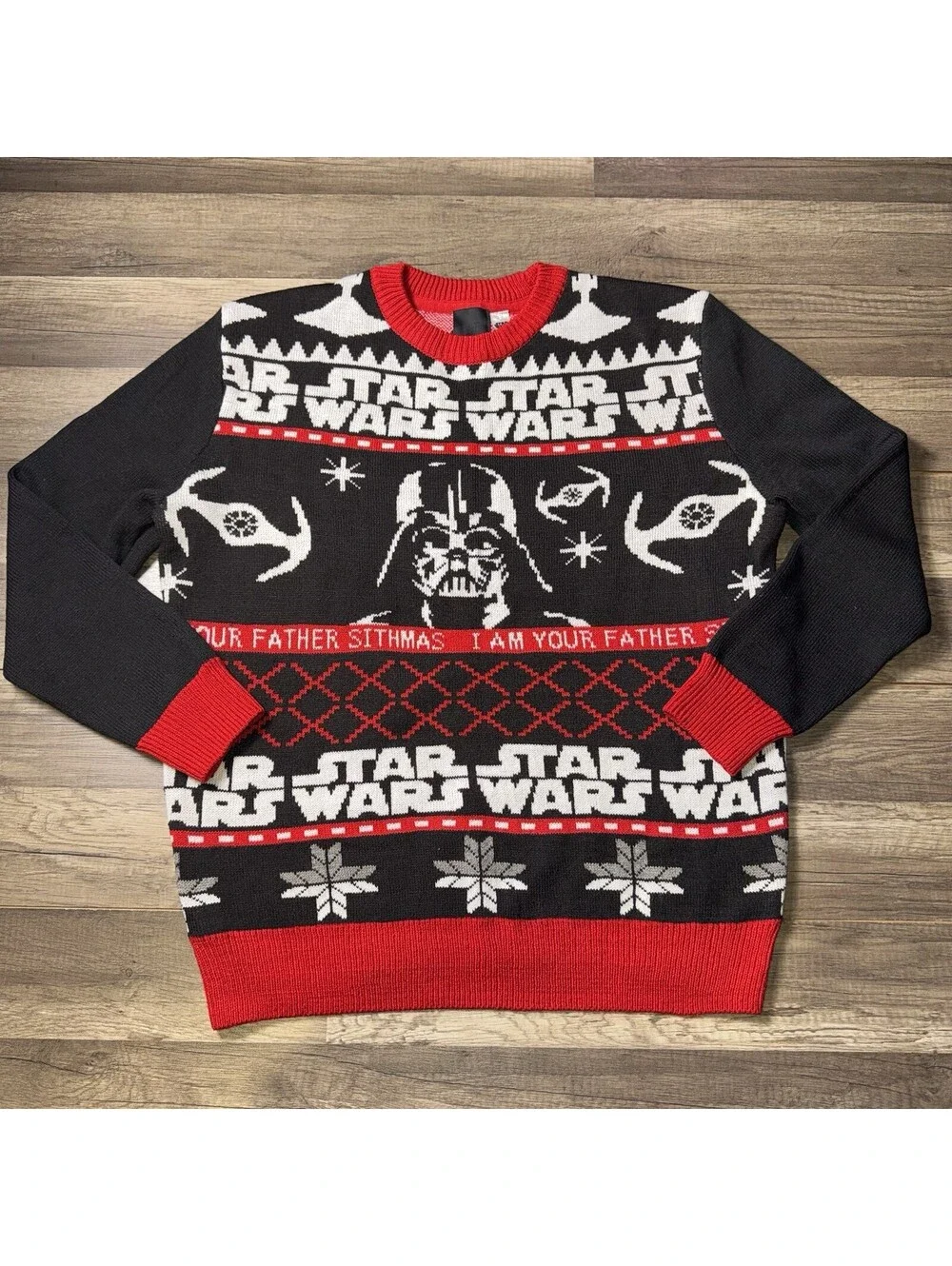 H&M Star Wars Darth Vader Ugly Christmas Sweater Men’s M Black Red Knit Holiday